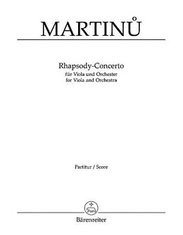 Bohuslav Martinu Notenblätter Rhapsody-Concerto für Viola und