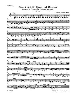 Wolfgang Amadeus Mozart Notenblätter Konzert d-Moll KV466 für Klavier und