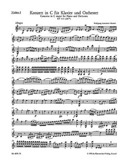 Wolfgang Amadeus Mozart Notenblätter Konzert C-Dur KV415