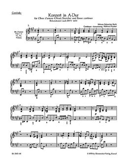 Johann Sebastian Bach Notenblätter Konzert A-Dur BWV1055