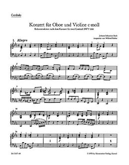Johann Sebastian Bach Notenblätter Konzert c-Moll BWV1060