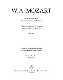 Wolfgang Amadeus Mozart Notenblätter Concertone C-Dur KV190