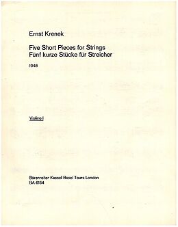 Ernst Krenek Notenblätter Five Short Pieces op.116