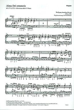 Wolfgang Amadeus Mozart Notenblätter Alma Dei creatoris KV277