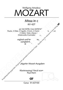 Wolfgang Amadeus Mozart Notenblätter Missa c-Moll KV427