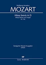 Wolfgang Amadeus Mozart Notenblätter Missa brevis D-Dur KV194