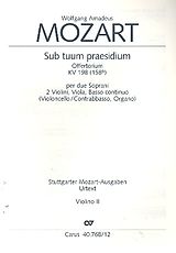 Wolfgang Amadeus Mozart Notenblätter Sub tuum praesidium KV198