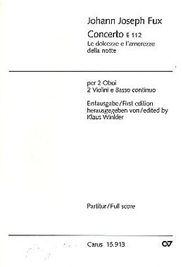 Johann Joseph Fux Notenblätter Concerto E112 für 2 Oboen, Fagott