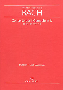 Wilhelm Friedemann Bach Notenblätter Konzert D-Dur FK41 für Cembalo und Streicher