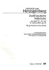 Heinrich Freiherr von Herzogenberg Notenblätter 12 deutsche Volkslieder op.35