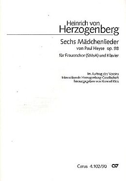 Heinrich Freiherr von Herzogenberg Notenblätter 6 Mädchenlieder op.98 für Frauenchor