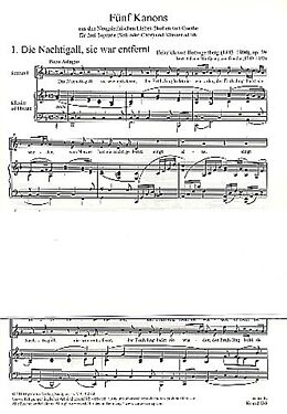 Heinrich Freiherr von Herzogenberg Notenblätter 5 Kanons für gem Chor und Klavier