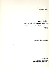 Wolfgang Rihm Notenblätter 2 Lieder auf Texte von Oskar Lörke