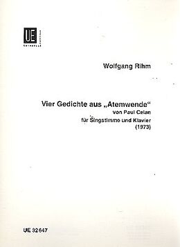 Wolfgang Rihm Notenblätter 4 Gedichte aus Atemwende von