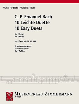 Carl Philipp Emanuel Bach Notenblätter 10 leichte Duette
