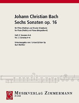 Johann Christian Bach Notenblätter 6 Sonaten op.16 Band 2 (Nr. 4-6)