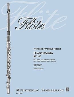 Wolfgang Amadeus Mozart Notenblätter Divertimento KV136 für 3 Flöten