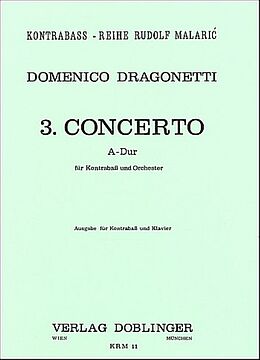 Domenico Dragonetti Notenblätter Concerto A-Dur Nr.3 für Kontrabass und Orchester