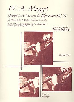 Wolfgang Amadeus Mozart Notenblätter Quartett A-Dur nach der Klaviersonate KV331