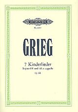 Edvard Hagerup Grieg Notenblätter 7 Kinderlieder op.61