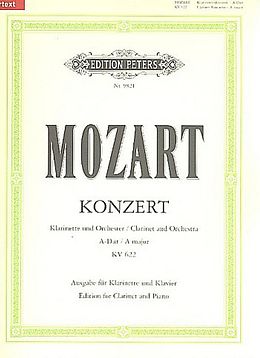 Wolfgang Amadeus Mozart Notenblätter Konzert A-Dur KV622 für Klarinette und Orchester