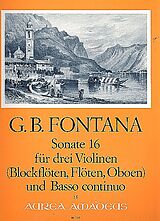 Giovanni Battista Fontana Notenblätter Sonate Nr.16 für 3 Violinen und Bc