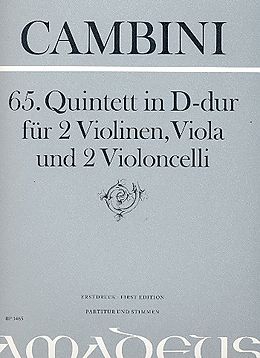 Giuseppe Maria Gioaccino Cambini Notenblätter Quintett D-Dur Nr.65 für 2 Violinen