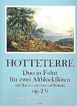 Jacques Martin Le Romain Hotteterre Notenblätter Duo F-Dur op.2,6 für 2 Altblockflöten