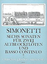 Giovanni Paolo Simonetti Notenblätter 6 Sonaten op.2 Band 2 (Nr.4-6)