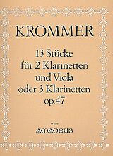 Franz Vinzenz Krommer Notenblätter 13 Stücke op.47 für 2 Klarinetten