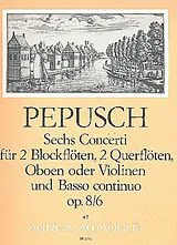 Johann Christoph Pepusch Notenblätter Concerti op.8,6 für 2 Blockflöten