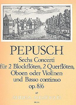 Johann Christoph Pepusch Notenblätter Concerti op.8,6 für 2 Blockflöten