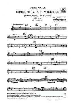 Antonio Vivaldi Notenblätter Konzert G-Dur F.XII-36 für Oboe, Fagott
