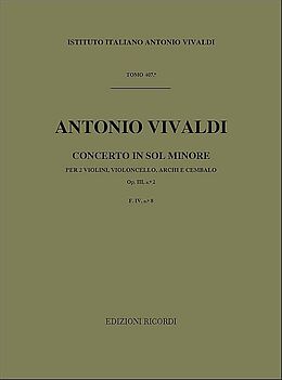 Antonio Vivaldi Notenblätter Concerto sol minore op.3,2 FIV-8
