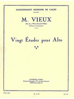 Maurice Vieux Notenblätter 20 études pour alto