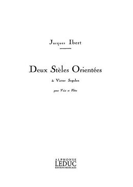 Jacques Ibert Notenblätter 2 stèles orientées pour