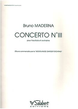 Bruno Maderna Notenblätter Konzert Nr.3 für Oboe und Orchester