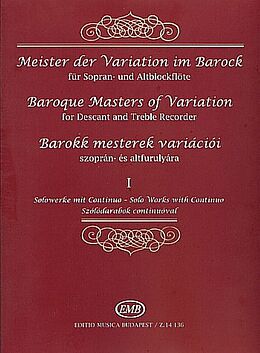  Notenblätter Meister der Variation im Barock für Sopranblockflöte (Altbfl.) und bc