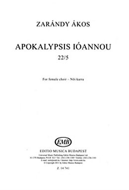Ákos Zarándy Notenblätter Apokalypsis ióannou für Frauenchor
