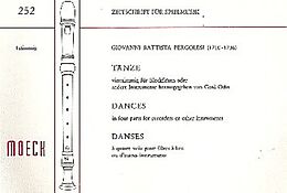 Giovanni Battista Pergolesi Notenblätter Tänze für 4 Blockflöten