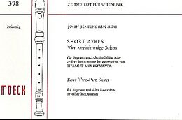 John Jenkins Notenblätter Short Ayres für 2 Blockflöten (SA)