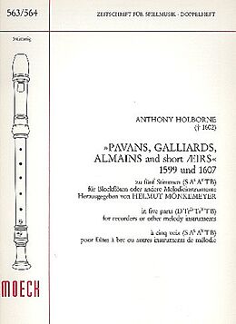 Anthony Holborne Notenblätter Pavans, Galliards, Almains and short Airs