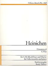 Johann David Heinichen Notenblätter Concerto a 8 C-Dur für 4 Altblockflöten