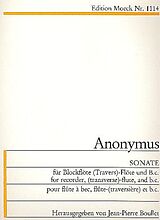 Anonymus Notenblätter Sonate für Blockflöte