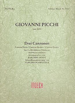 Giovanni Picchi Notenblätter 3 Canzonen für 2 Blockflöten in C