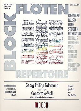 Georg Philipp Telemann Notenblätter Konzert e-Moll für Blockflöte, Flöte und Orchester