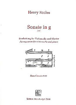 Henry Eccles Notenblätter Sonate g-Moll für Violoncello und Klavier