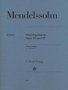 Felix Mendelssohn-Bartholdy Notenblätter Streichquintette op.18 und op.87