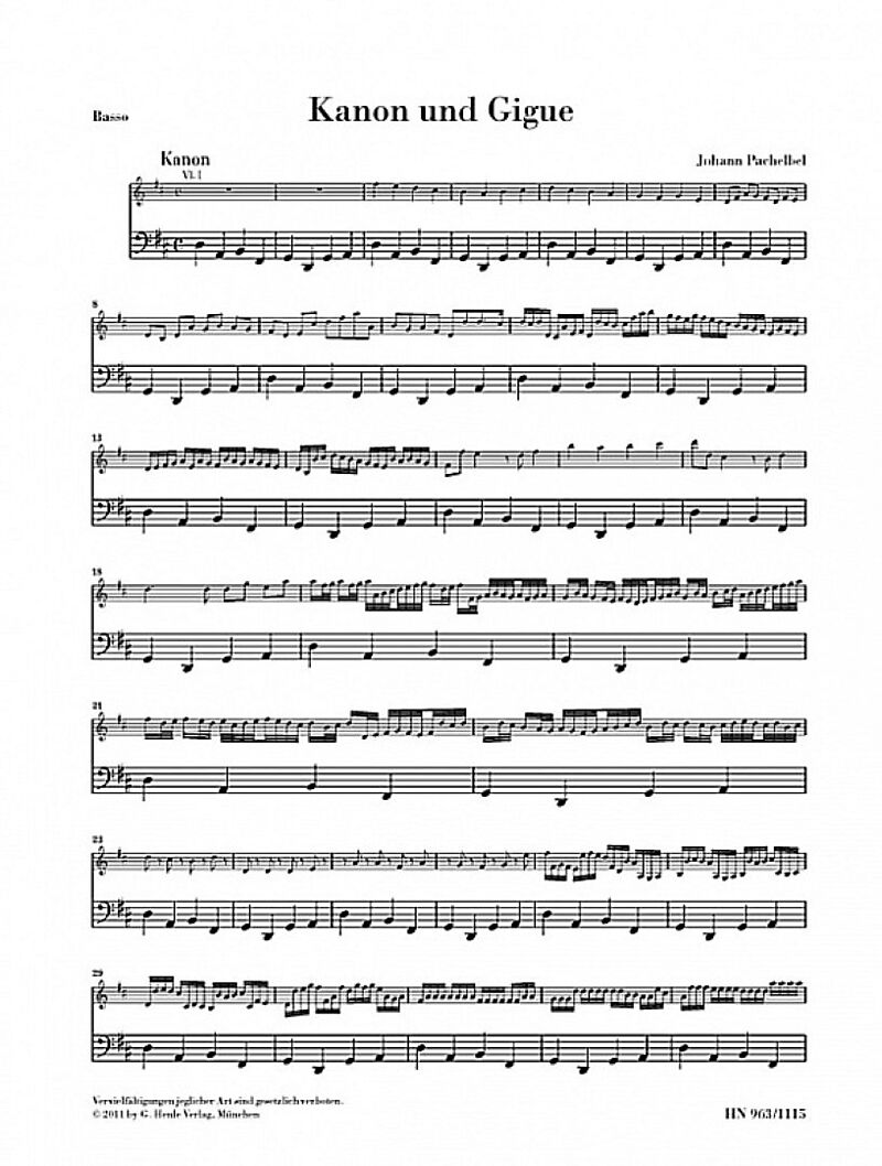 Johann Pachelbel - Kanon und Gigue D-dur für drei Violinen und Basso continuo