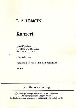 Ludwig August Lebrun Notenblätter Konzert g-Moll Nr.2 für Oboe und Orchester